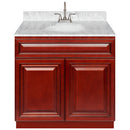 Cherry Bathroom Vanity 36", Cara White Marble Top, Faucet LB6B CW374-36CH-6B