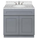 Cherry Bathroom Vanity 36", Cara White Marble Top, Faucet LB4B CW378-36CG-4B