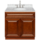 Brown Bathroom Vanity 36", Cara White Marble Top, Faucet LB7B CW378-36GN-7B