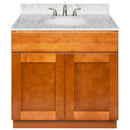 Brown Bathroom Vanity 36", Cara White Marble Top, Faucet LB4B CW378-36NP-4B