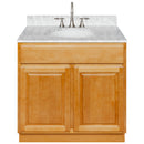 Brown Bathroom Vanity 36", Cara White Marble Top, Faucet LB7B CW378-36RC-7B