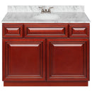 Cherry Bathroom Vanity 42", Cara White Marble Top, Faucet LB3B CW434-42CH-3B