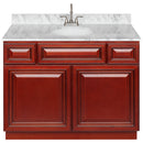 Cherry Bathroom Vanity 42", Cara White Marble Top, Faucet LB6B CW434-42CH-6B