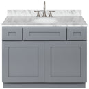 Cherry Bathroom Vanity 42", Cara White Marble Top, Faucet LB7B CW438-42CG-7B