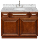 Brown Bathroom Vanity 42", Cara White Marble Top, Faucet LB7B CW438-42GN-7B