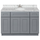 Cherry Bathroom Vanity 48", Cara White Marble Top, Faucet LB5B CW494-48CG-5B