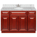 Cherry Bathroom Vanity 48", Cara White Marble Top, Faucet LB5B CW494-48CH-5B