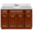 Brown Bathroom Vanity 48", Cara White Marble Top, Faucet LB3B CW494-48GN-3B