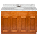 Brown Bathroom Vanity 48", Cara White Marble Top, Faucet LB3B CW494-48NP-3B