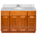 Brown Bathroom Vanity 48", Cara White Marble Top, Faucet LB5B CW494-48NP-5B