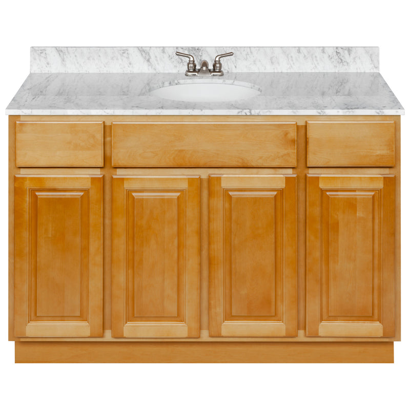 Brown Bathroom Vanity 48", Cara White Marble Top, Faucet LB3B CW494-48RC-3B