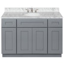 Cherry Bathroom Vanity 48", Cara White Marble Top, Faucet LB4B CW498-48CG-4B