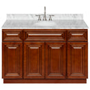 Brown Bathroom Vanity 48", Cara White Marble Top, Faucet LB7B CW498-48GN-7B