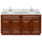 Brown Double Bathroom Vanity 60", Cara White Marble Top, Faucet LB6B CW614-60GN-6B