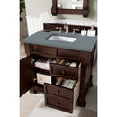 James Martin Brookfield 36" Burnished Mahogany Single Vanity with 3 cm Cala Blue Quartz Top 147-114-5566-3CBL