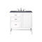 James Martin Addison 36" Single Vanity Cabinet Glossy White with 3 cm Charcoal Soapstone Quartz Top E444-V36-GW-3CSP