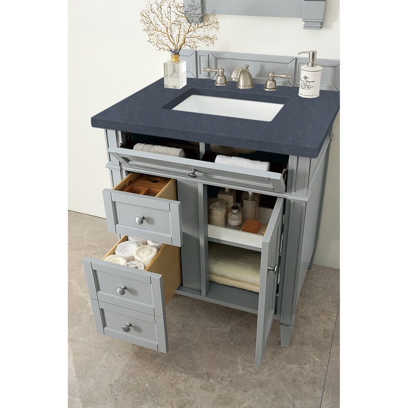 James Martin Brittany 30" Single Vanity Urban Gray with 3 cm Charcoal Soapstone Quartz Top 650-V30-UGR-3CSP