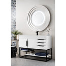 James Martin Columbia 48" Single Vanity Glossy White Matte Black with Glossy White Composite Top 388-V48-GW-MB-GW