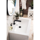 James Martin Alicante' 24" Single Vanity Cabinet Glossy White Matte Black with White Glossy Resin Countertop E110-V24-GW-MBK-WG