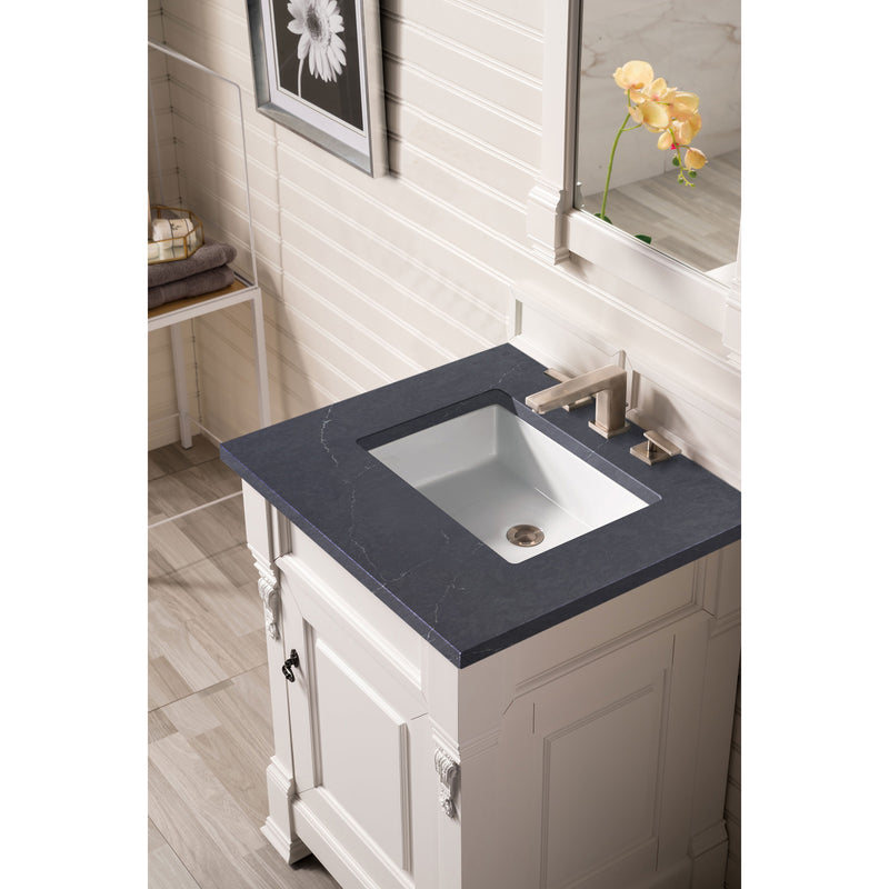 James Martin Brookfield 26" Bright White Single Vanity with 3 cm Charcoal Soapstone Quartz Top 147-V26-BW-3CSP