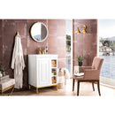 James Martin Alicante' 24" Single Vanity Cabinet Glossy White Radiant Gold with White Glossy Composite Countertop E110V24GWRGDWG