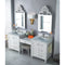 James Martin Copper Cove Encore 86" Double Vanity Set Bright White with Makeup Table 3 cm Carrara Marble Top 301-V86-BW-DU-3CAR