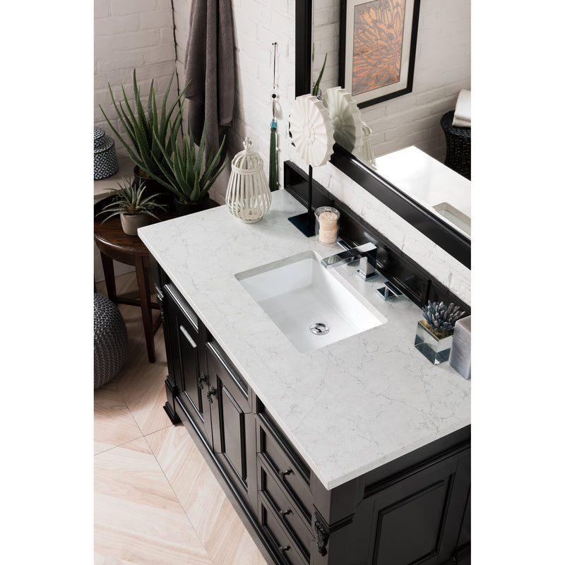 James Martin Brookfield 48" Antique Black Single Vanity with 3 cm Eternal Jasmine Pearl Quartz Top 147-114-5236-3EJP