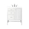 James Martin Addison 30" Single Vanity Cabinet Glossy White with 3 cm Classic White Quartz Top E444-V30-GW-3CLW