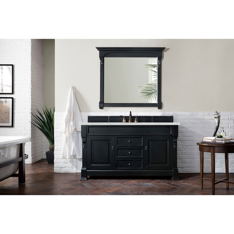 James Martin Brookfield 60" Antique Black Single Vanity with 3 cm Ethereal Noctis Quartz Top 147-114-5331-3ENC