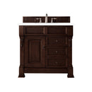 James Martin Brookfield 36" Burnished Mahogany Single Vanity with 3 cm Classic White Quartz Top 147-114-5566-3CLW