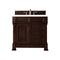 James Martin Brookfield 36" Burnished Mahogany Single Vanity with 3 cm Classic White Quartz Top 147-114-5566-3CLW