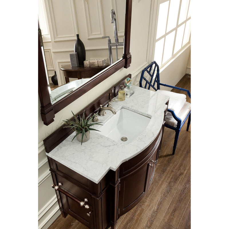 James Martin Brittany 46" Single Vanity Burnished Mahogany with 3 cm Carrara Marble Top 650-V46R-BNM-CAR