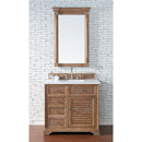 James Martin Savannah 36" Single Vanity Cabinet Driftwood with 3 cm Classic White Quartz Top 238-104-5511-3CLW