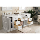 James Martin De Soto 82" Double Vanity Set Bright White with Makeup Table 3 cm Arctic Fall Solid Surface Top 825-V82-BW-DU-AF