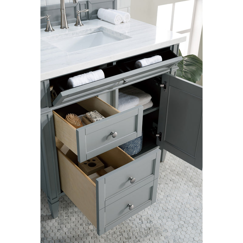 James Martin Brittany 36" Urban Gray Single Vanity with 3 cm Arctic Fall Solid Surface Top 650-V36-UGR-3AF