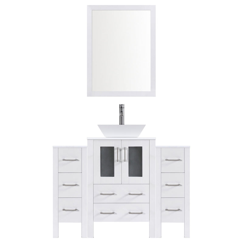 LessCare 60" Modern Bathroom Vanity Set with Mirror and Sink LV2-C6-60-W (White)