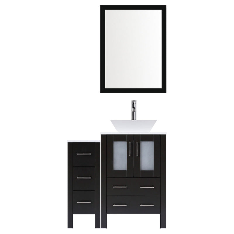 LessCare 36" Modern Bathroom Vanity Set with Mirror and Sink LV2-C1-36-B (Espresso)