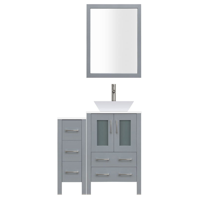 LessCare 36" Modern Bathroom Vanity Set with Mirror and Sink LV2-C1-36-G (Gray)