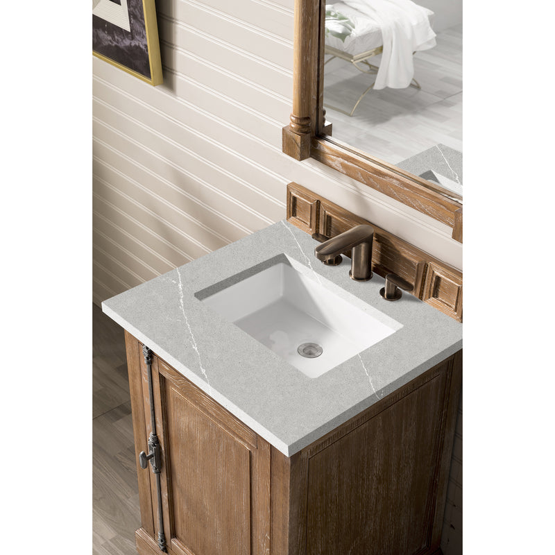 James Martin Providence 26" Single Vanity Cabinet Driftwood with 3 cm Eternal Serena Quartz Top 238-105-V26-DRF-3ESR