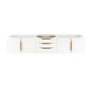 James Martin Mercer Island 72" Double Vanity Glossy White Radiant Gold 389-V72D-GW-G