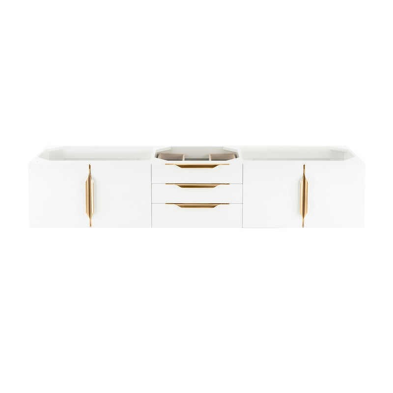 James Martin Mercer Island 72" Single Vanity Glossy White Radiant Gold 389-V72S-GW-G