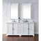 James Martin Providence 72" Double Vanity Cabinet Bright White with 3 cm Classic White Quartz Top 238-105-V72-BW-3CLW