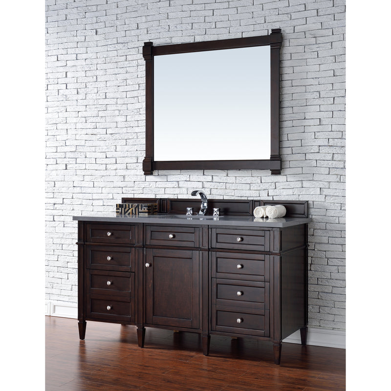 James Martin Brittany 60" Burnished Mahogany Single Vanity with 3 cm Charcoal Soapstone Quartz Top 650-V60S-BNM-3CSP