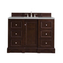 James Martin De Soto 48" Single Vanity Burnished Mahogany with 3 cm Eternal Serena Quartz Top 825-V48-BNM-3ESR