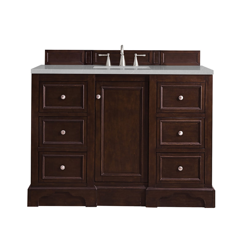 James Martin De Soto 48" Single Vanity Burnished Mahogany with 3 cm Eternal Serena Quartz Top 825-V48-BNM-3ESR