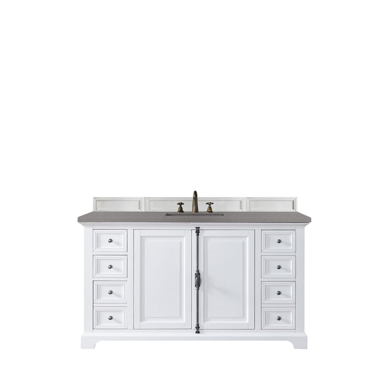 James Martin Providence 60" Single Vanity Cabinet Bright White with 3 cm Grey Expo Quartz Top 238-105-V60S-BW-3GEX