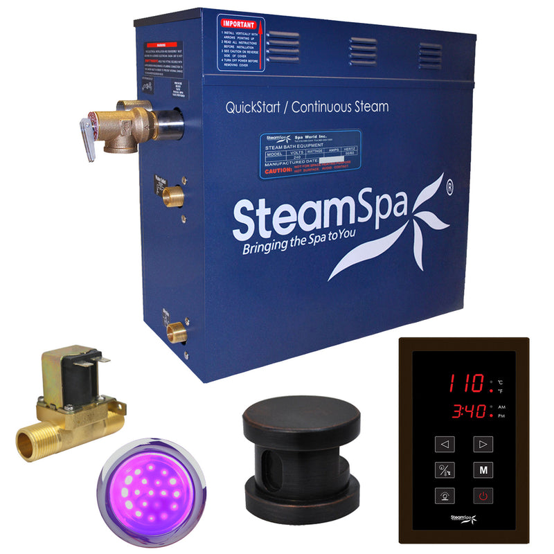 SteamSpa Indulgence 7.5 KW QuickStart Acu-Steam Bath Generator Package with Built-in Auto Drain in Oil Rubbed Bronze