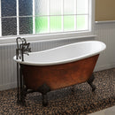 Cambridge Plumbing Cast Iron Clawfoot Bathtub 67"x30" Bronze Finish 7" Deck Mount Faucet