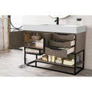 James Martin Columbia 48" Single Vanity Ash Gray Matte Black with Glossy White Composite Top 388-V48-AGR-MB-GW