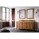 James Martin Brittany 72" Saddle Brown Double Vanity with 3 cm Eternal Marfil Quartz Top 650-V72-SBR-3EMR